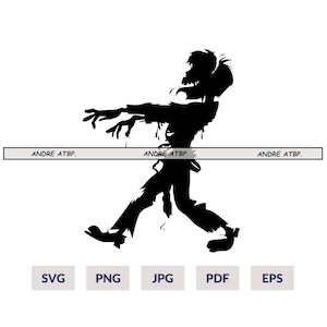 Zombie-svg | Horror-svg | Zombiesilhouet | Cricut gesneden bestand silhouet afdrukbare clipart png, eps, pdf