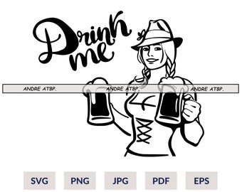 Drink Me SVG | Beer SVG | Octoberfest SVG | Beer T-Shirt Decal Sticker Graphics | Cricut Printable Clip Art Vector Digital Svg Png Eps Jpg