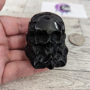 Black Obsidian carved head, Storm Trooper Skull. Shipping is included in price.