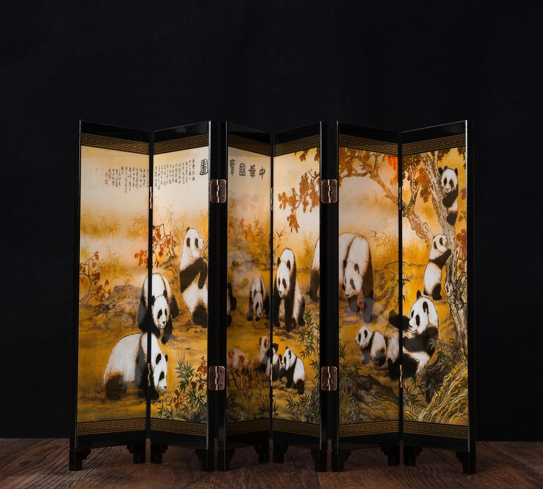 NEW Chinese Mini Table Top 6 Panel Folding Screen Decor Mini Screens
