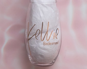 Champagne Flute Decal NAME & TITLE | Champagne Flute Sticker | Wine Glass Decal | Wine Glass Sticker | Wedding Decals | Bride Decals