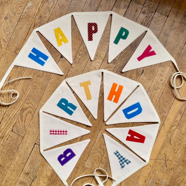 Happy Birthday Banner Fabric Etsy