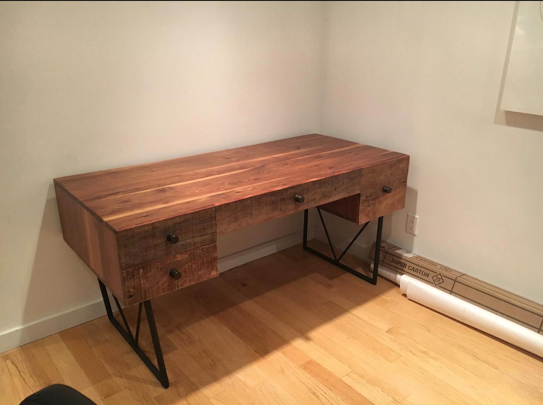 Reclaimed Wood Desk With Drawers Etsy