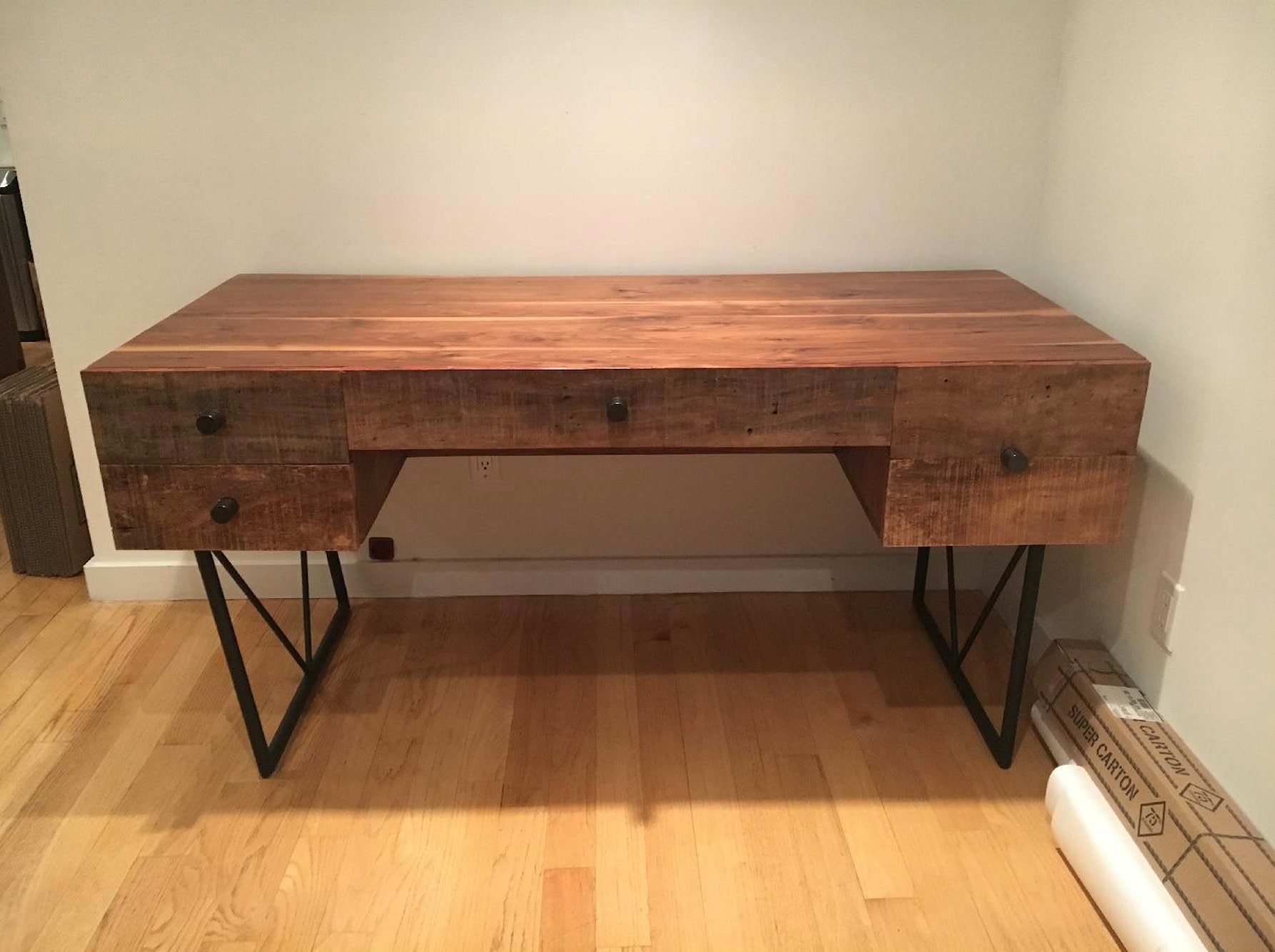 Reclaimed Wood Desk With Drawers Etsy