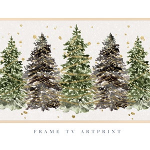 Samsung Frame TV art | "Watercolor Christmas Trees" | Christmas Flowers| Winter | Poinsettias | Holly | Berries | Festive