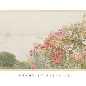 Samsung Frame TV art, "Spring Simple Floral Landscape" | Rustic | Florals | Love | Neutral | Farmhouse | Minimal | Abstract