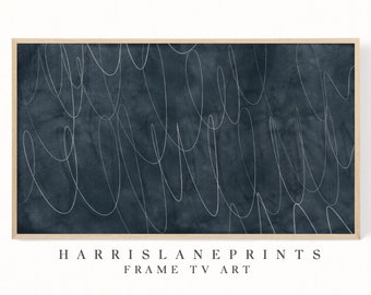 File artistico Samsung Frame TV / "Deep Cyan Indigo Abstract" / Moderno / Texture / Neutro / Scarabocchio / Fattoria / Minimal / Boho