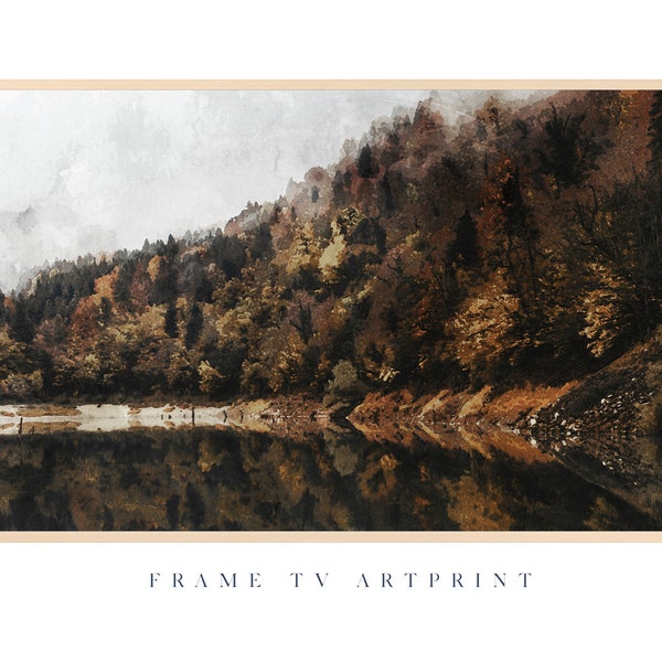 Samsung Frame TV art file | "Muted Fall Autumn Watercolor Landscape" | Modern | Texture | Neutral | Farmhouse | Minimal