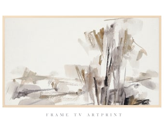 Samsung Frame TV art, "Neutral Ink Abstract I" | Modern | Texture | Wall | Paint | Neutral | White | Farmhouse | MCM | Minimal