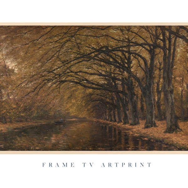 Samsung Frame TV art file | "Muted Fall Riverside Landscape" | Modern | Texture | Neutral | Farmhouse | Minimal