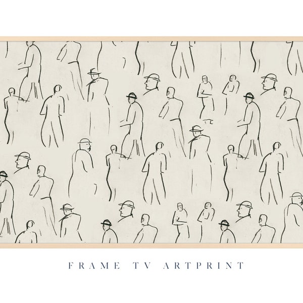 Samsung Frame TV art file | "Lost Crowd" | Modern | Texture | Wall | Pencil | Doodle | White | Farmhouse | Boho | MCM | Minimal