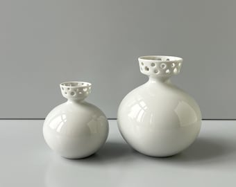 WALLENDORF Vase Lucke-Löffler I Porcelain GDR Thuringia Lichte I Round Flower Vase MidCentury