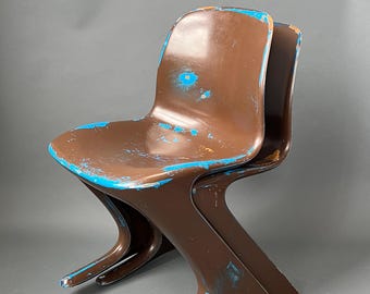 1 of 2 Z-chairs from the GDR | Pck Schwedt Vario Pur Brown | Plastic design chair | Ernst Moeckl East German design | Kangaroo Chair