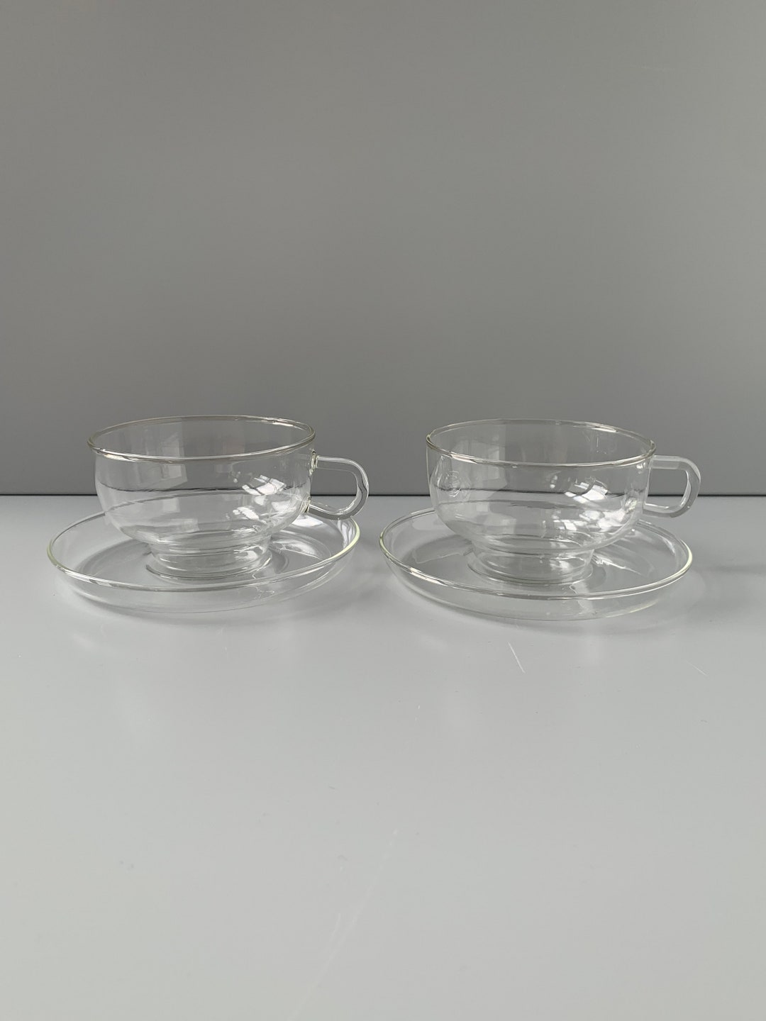 2 TEA CUPS by Hans Merz JENAER Glass Schott Cups DDR Jena Midcentury