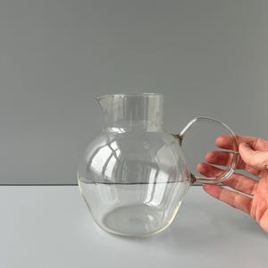 Olla de cacao WILHELM WAGENFELD | Vidrio Saale, ignífugo, RDA | Jena Glass, Alemania | Jarra/jarra de agua | Diseño Bauhaus | Jarra de cristal original.