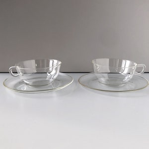 2 cups tea coffee SAALE Glas DDR / Jenaer Glas / Wilhelm WAGENFELD / Bauhaus / fireproof Schott Jena