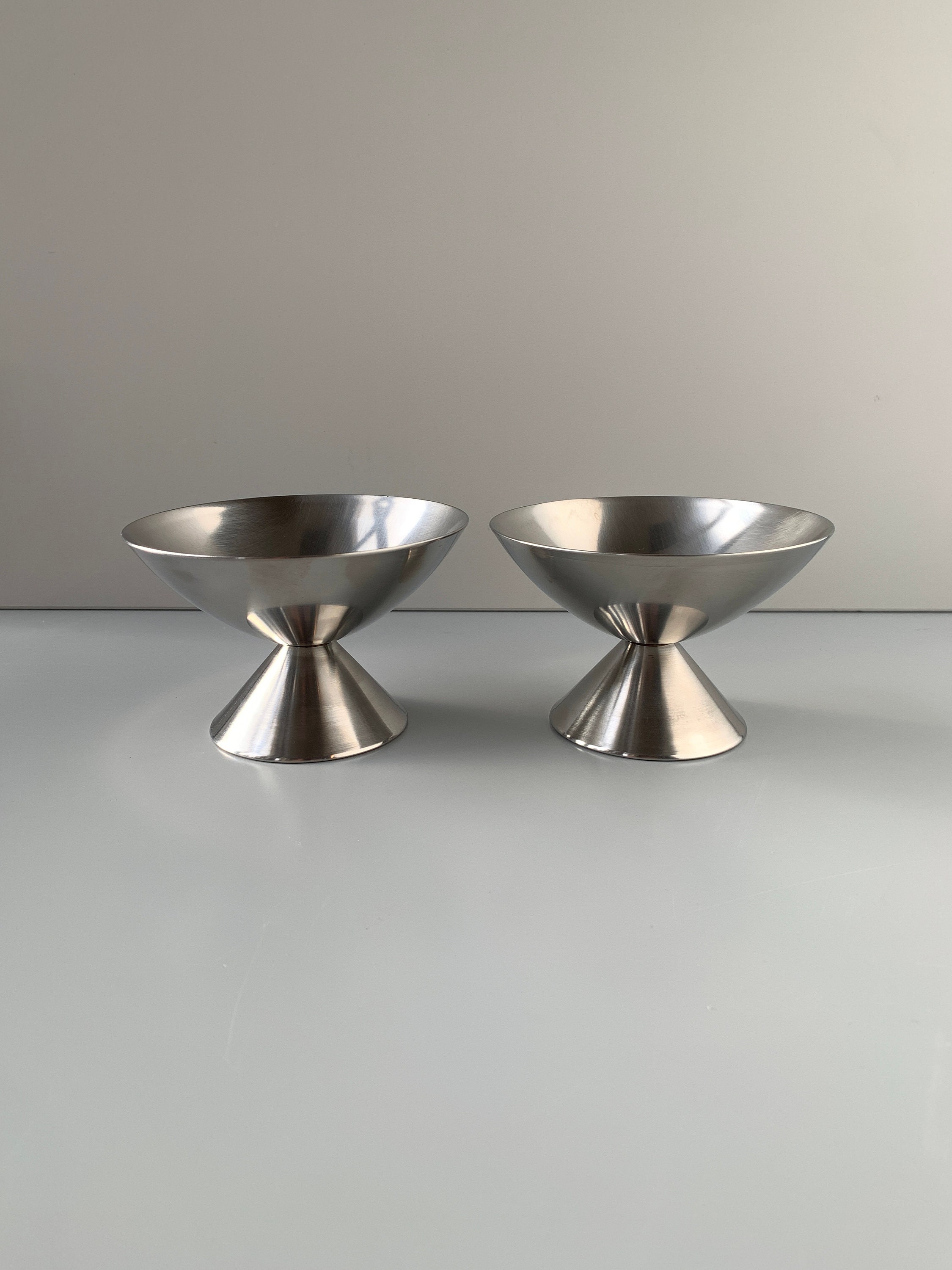 2 Eisbecher ABS Auer Besteck DDR I Christa Petroff-Bohne Metall Edelstahl Schale Interhotel 60er