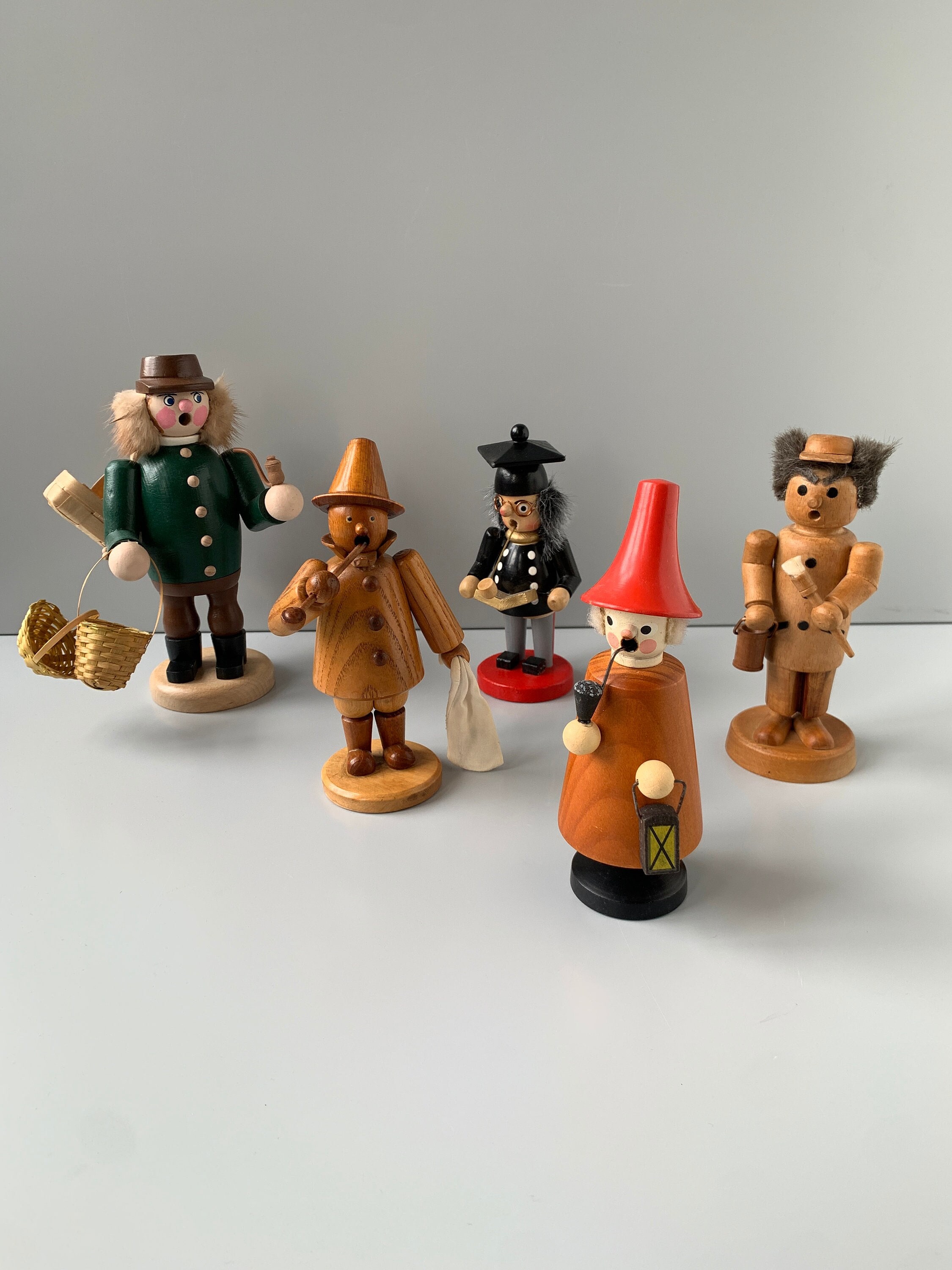 5 x Holz Wackelfigur Knickfigur Beugefigur vintage Spielzeug