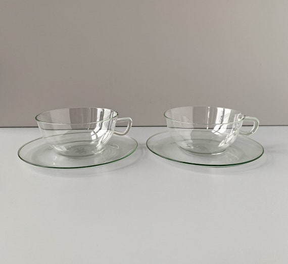 2 Teacups TEHO Jenaer Glas Pentagonal Mark I Design Wilhelm