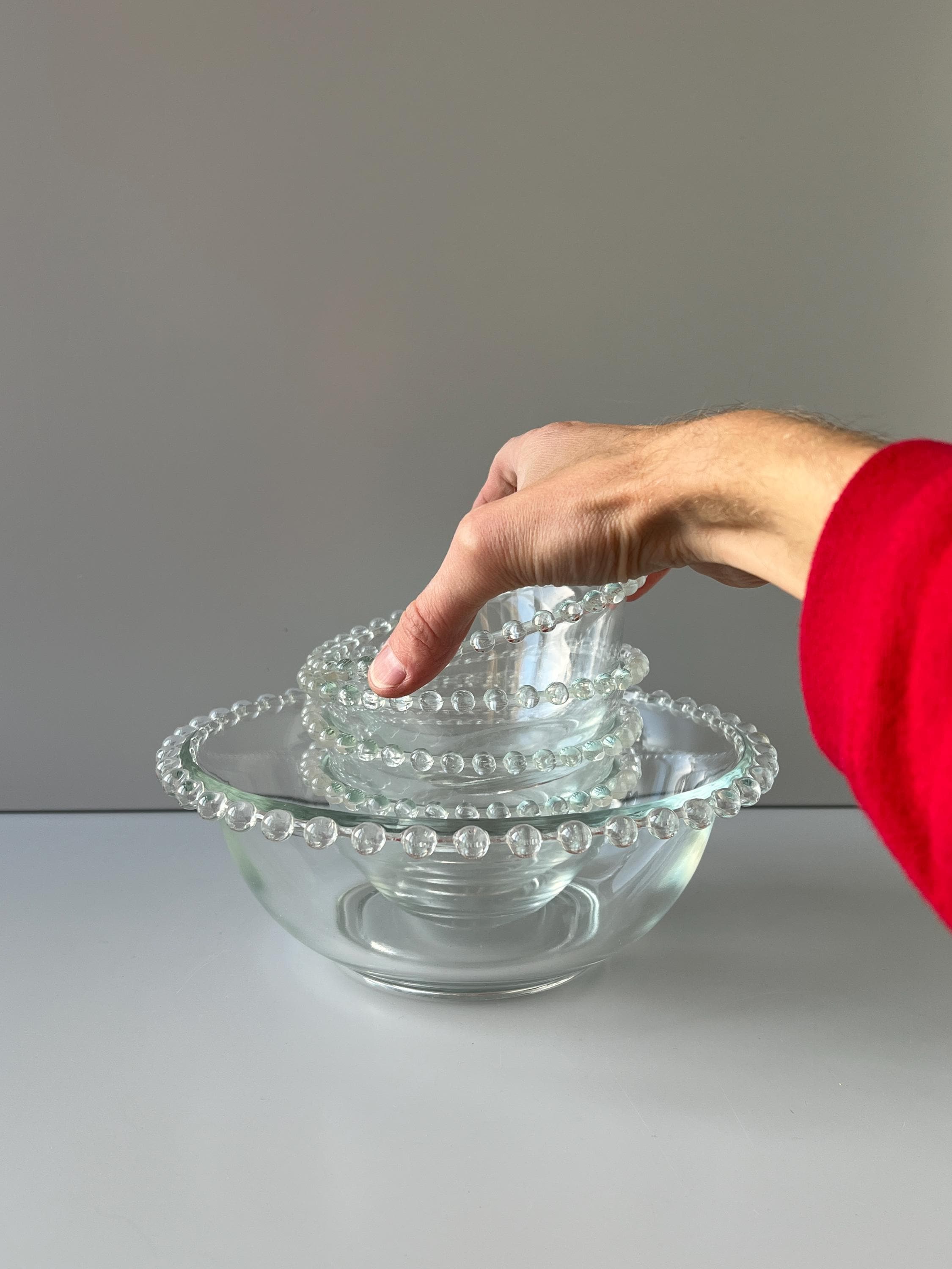 KUGELRAND Glasschalen I DDR Glaskunst Schüssel I MidCentury Design 70er Jahre I Fritz Keuchel Sklo Union I Dessertschalen