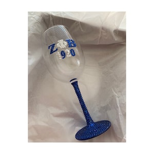 Zeta Phi Beta Sorority Bling Wine Glass for Sorority Sister Gift Rhinestone Zeta Phi Beta Paraphernalia