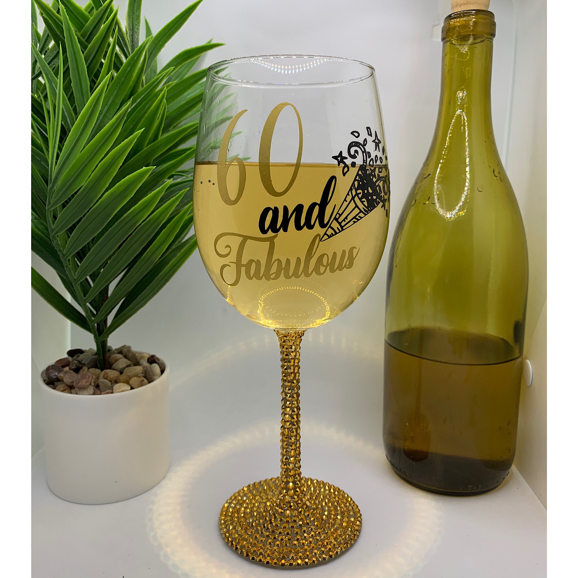 Diva white glitter wine glass & Boss LADY PINK/ GRAY SWIRL WINE