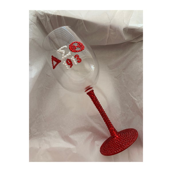 Delta Sigma Theta Sorority Bling Wine Glass for Sorority Sister Gift Delta Sigma Theta Paraphernalia