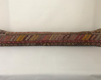 Extra Long Pillow Cover Handmade Kilim XL Lumbar Sofa Bed Accent Entryway Decor 8x48