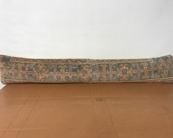 8x48 Extra Long Lumbar Pillow Cover: Vintage Turkish Rug, Wool Kilim