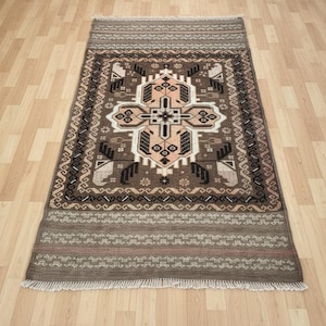 Handgefertigter Wollteppich Kleiner Türkischer Entraway Vintage Oushak Akzent 2,5x4,3 ft