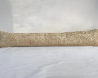 Extra Vintage Long Pillow Cover Turkish Kilim Lumbar Sofa Bed Accent Entryway Decor 8x48