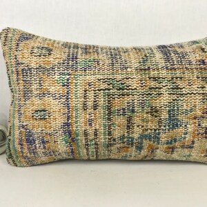 Vintage Kilim Pillow, Turkish Carpet Pillow, 12x20 Kilim Pillow, Anatolian Accent Pillow, Boho Decor, Ethnic Kilim Pillow, Kilim Lumbar