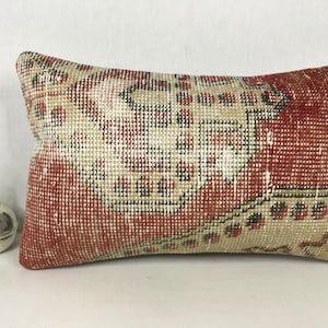 Vintage Kilim Pillow, Turkish Carpet Pillow, 12x20 Kilim Pillow, Anatolian Accent Pillow, Boho Decor, Ethnic Kilim Pillow, Kilim Lumbar