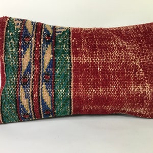 12x20 Vintage Kilim Pillow, Home Decor, Turkey Pillow, Handwoven Turkish Kilim Pillow, Boho Kilim Lumbar, Couch Throw Pillow, Kilim Rug