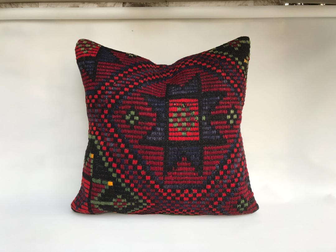 Handwoven Kilim Pillow Cover, Vintage Turkish Wool, 20x20 - Etsy