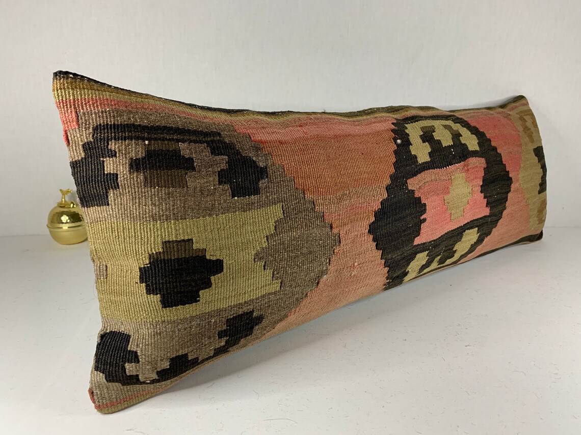 Braunes und rosa Kelim Kissen Kissenbezug Kissenbezug | Etsy