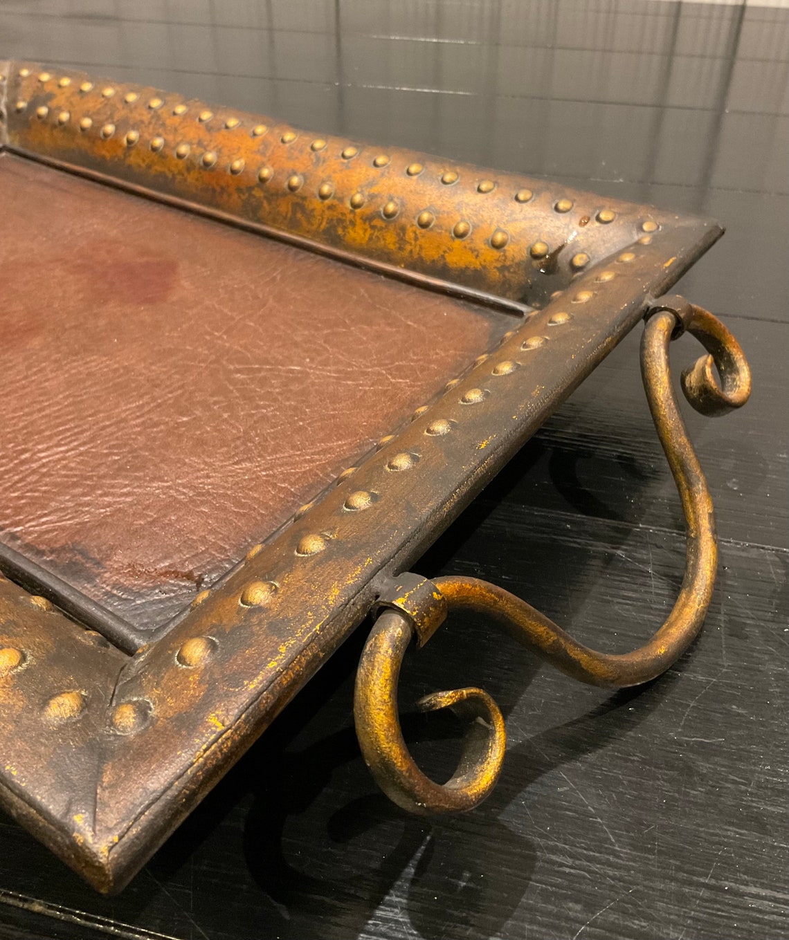 Vintage Decorative Metal Tray with Metal Handles Etsy