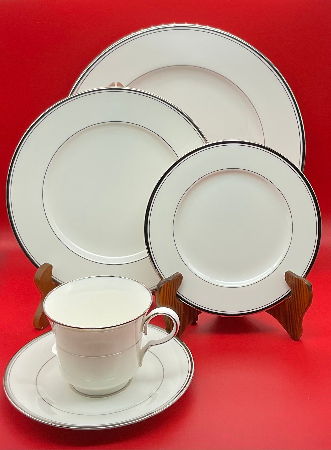 Vintage Noritake Bone China 9707 Fairbanks Platinum Japan 5 Piece