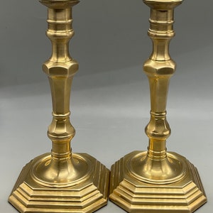 Vintage Solid Brass Pair of Candlestick Holders