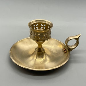 Vintage Solid Brass Chamber Candlestick Holder
