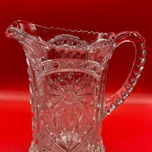 Antique American Brilliant Cut Glass Heavy Crystal 56 Oz. Pitcher