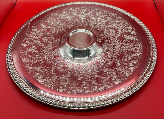 【WM.A. Rogers】 ミートプレート / サーバー 　46cm Vintage WM. Rogers 866 Silver Plated Etched Floral Chip and Dip