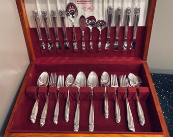 Vintage Holmes and Edwards Inlaid Silverplate 54  Pieces Flatware/Silverware Service for 8 by International Silver