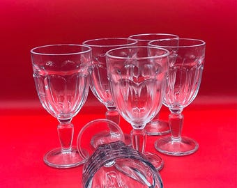 Vintage Libbey Dura Tuff 12 Oz.  Clear Glass  6 Wine Goblets