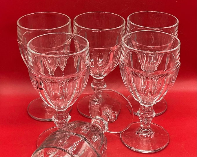 Vintage Libbey Gibraltar Clear Glass Set of 6 Wine Goblets 12 Oz Etsy