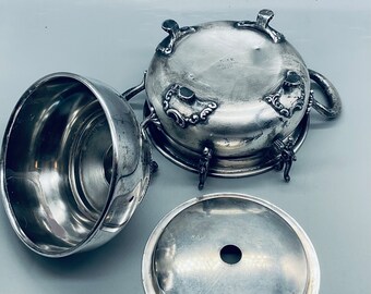 Benedict Mfg Co. Quadruple Silverplate Antique 3 Pc. Butter Bowl