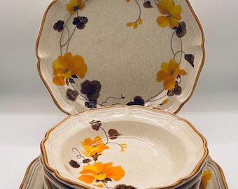 Vintage Mikasa Garden Club EC 409 Mayfair  2- Dinner Plates,2- Salad Plates and 2 Cereal Bowls (6 Pieces) Made in Japan
