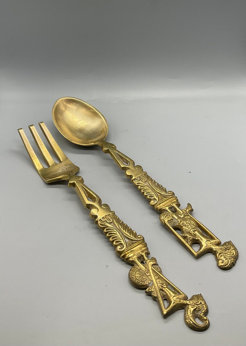 Vintage Solid Brass Spoon and Fork Wall Hanging Decoration Etsy