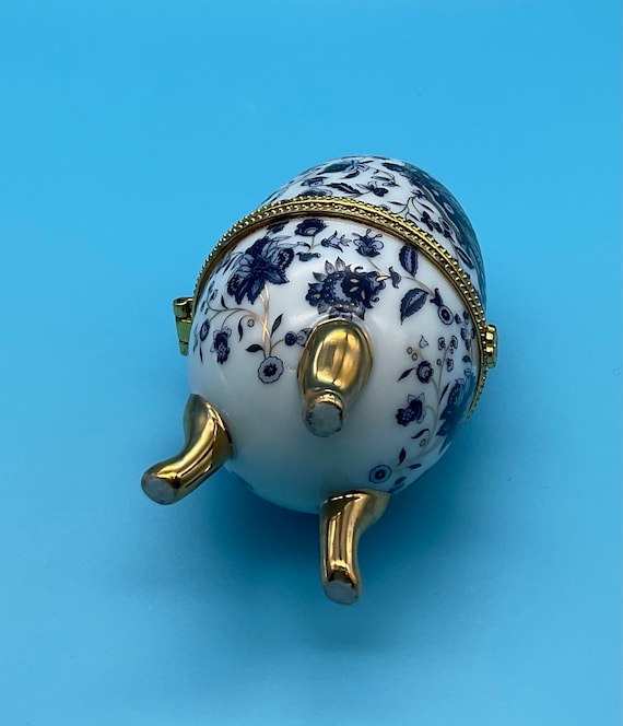Vintage Egg Trinket Box Floral Blue,jewelry Box and Organizer - Etsy