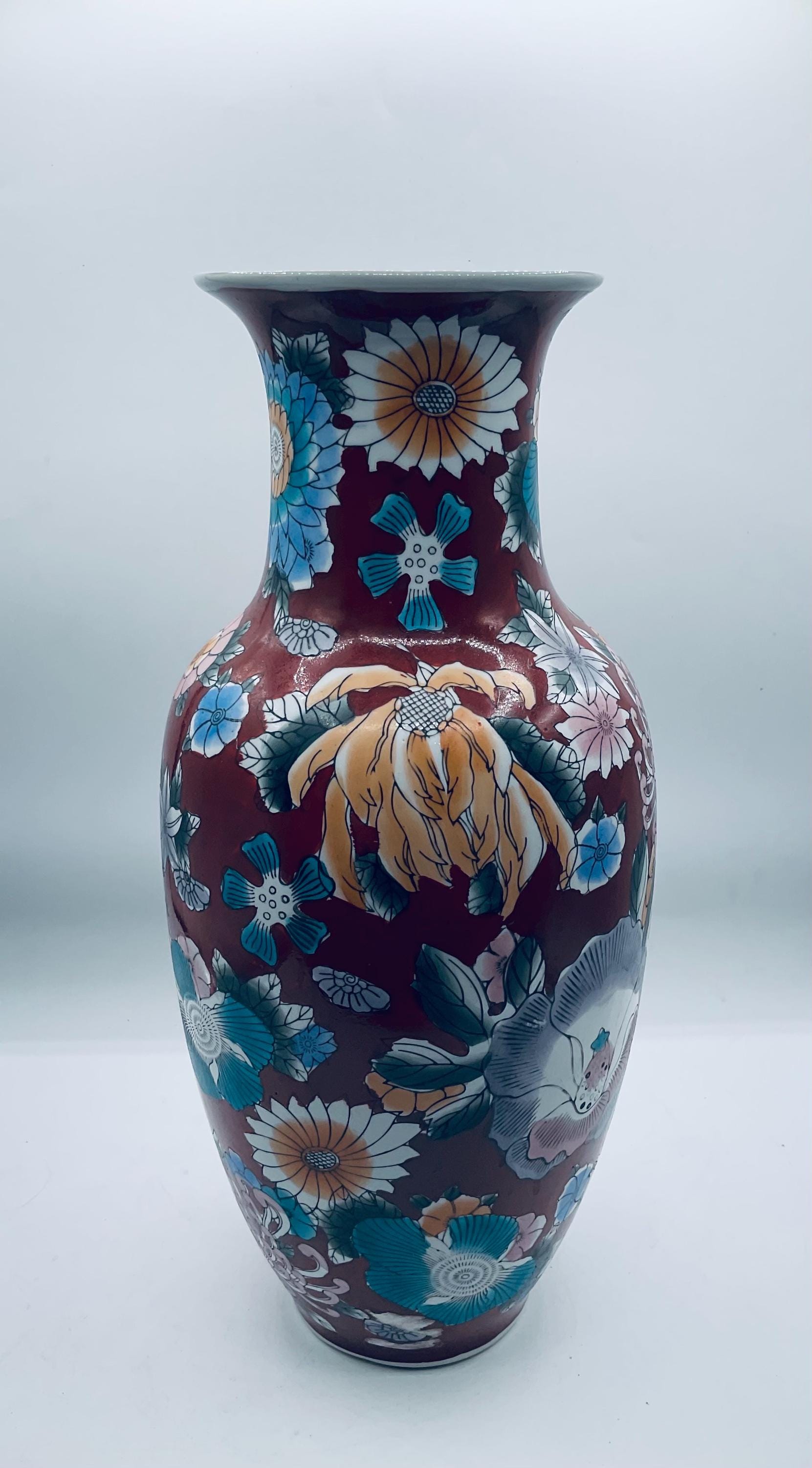 Vintage Chinese Cloisonne Vase Featuring Striking Red Body
